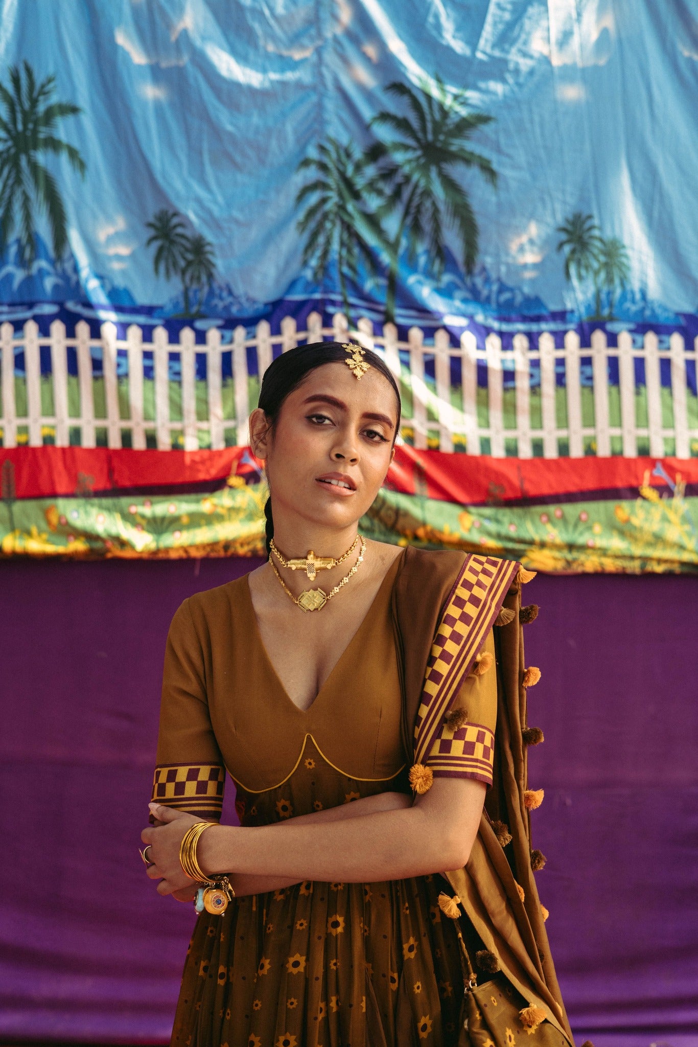 Mehendi Ochre Anarkali Set