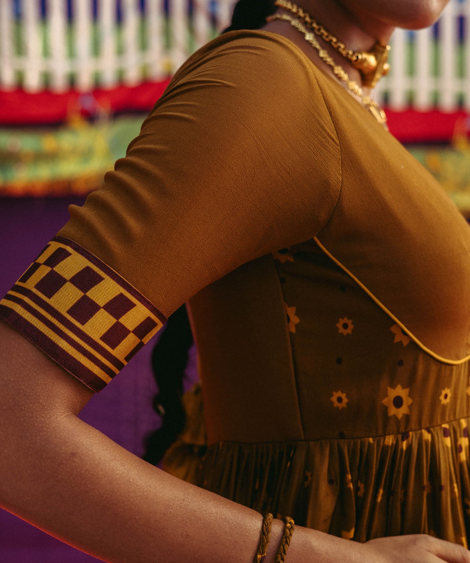 Mehendi Ochre Anarkali Set