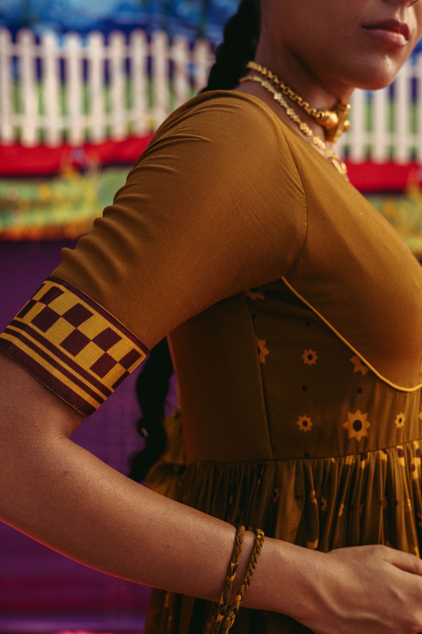 Mehendi Ochre Anarkali Set