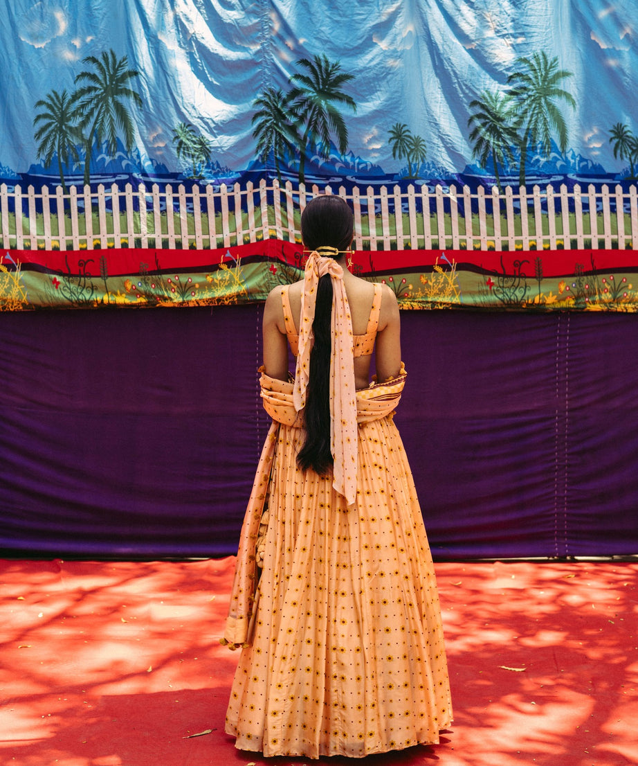 Peach Fuzz Printed Lehenga Set