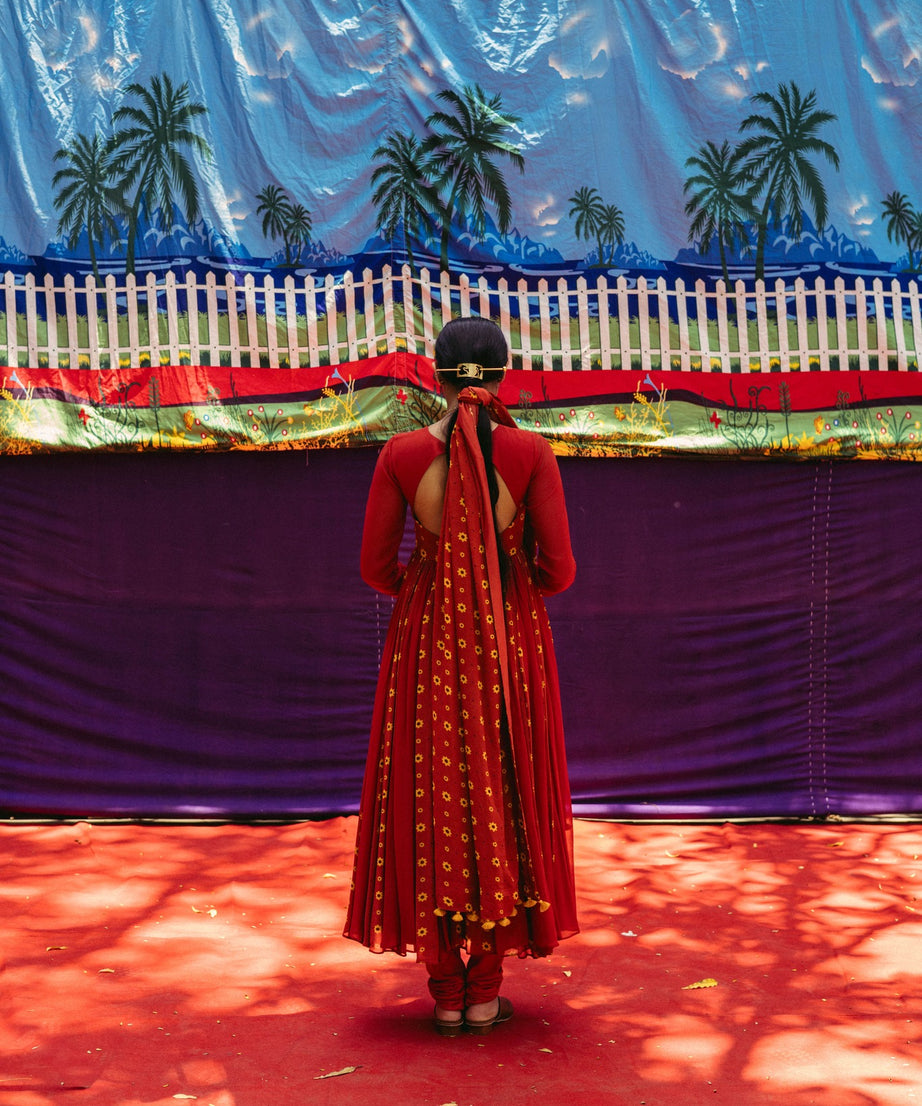 Cherry Red Anarkali Set