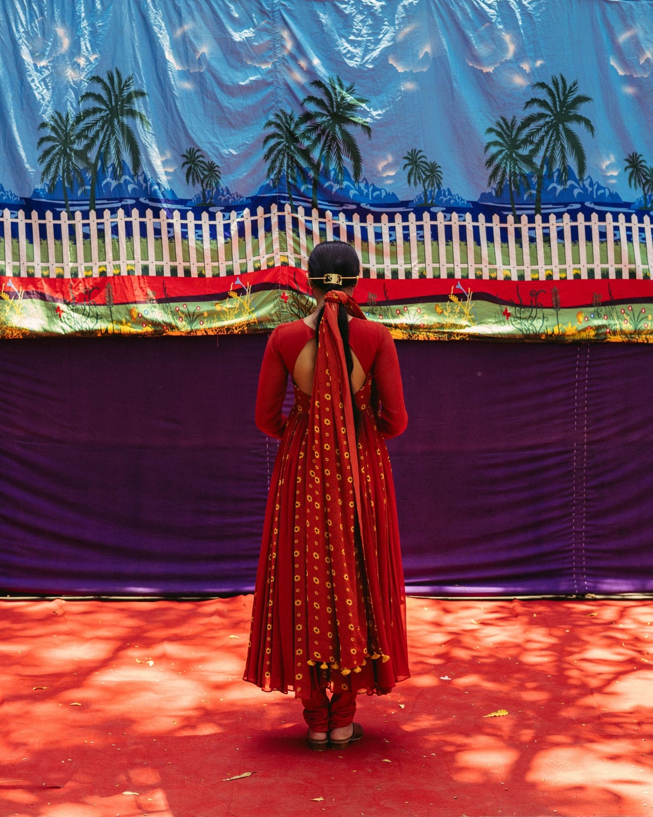 Cherry Red Anarkali Set