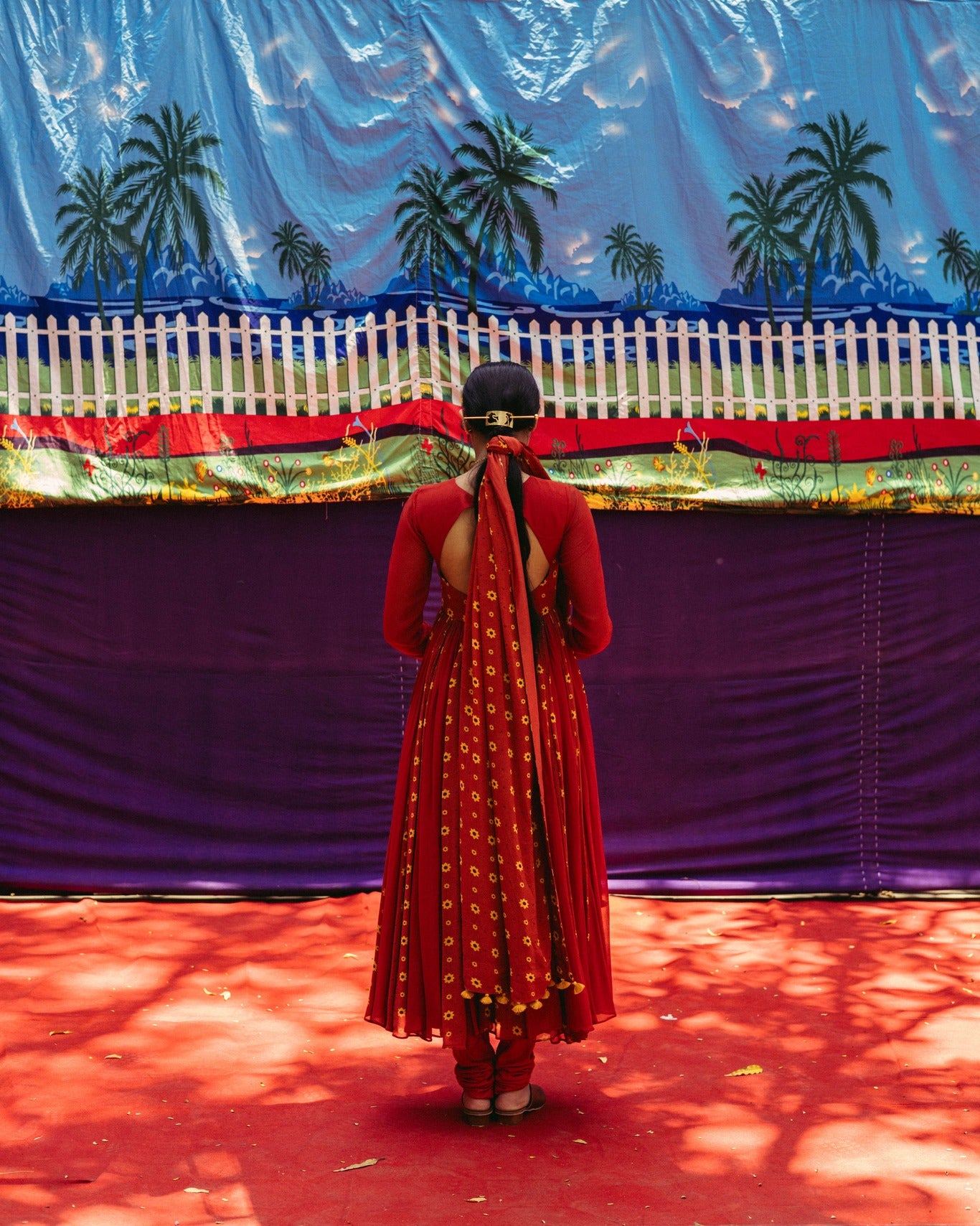 Cherry Red Anarkali Set