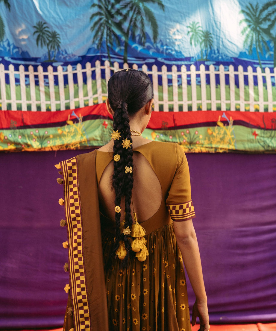 Mehendi Ochre Anarkali Set