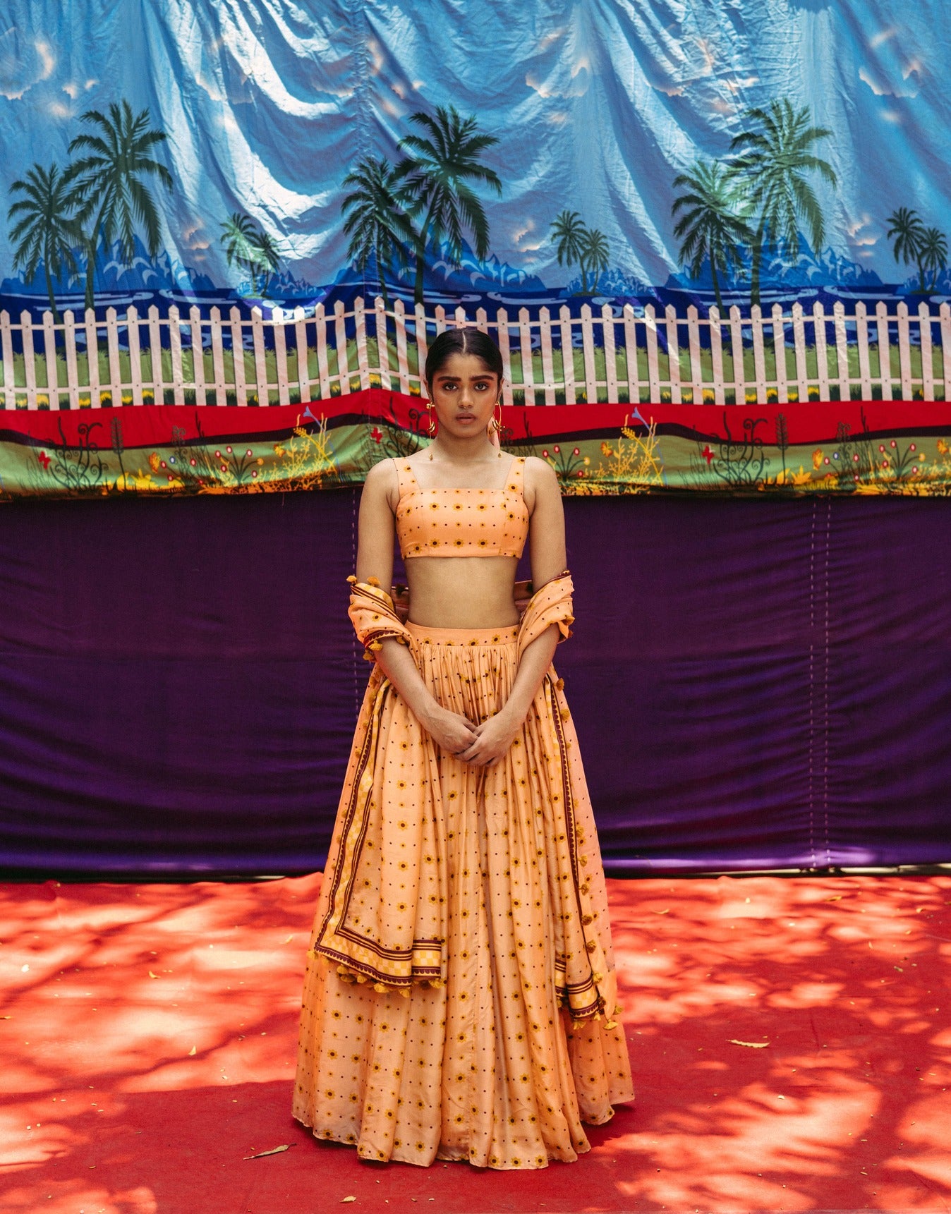 Peach Fuzz Printed Lehenga Set