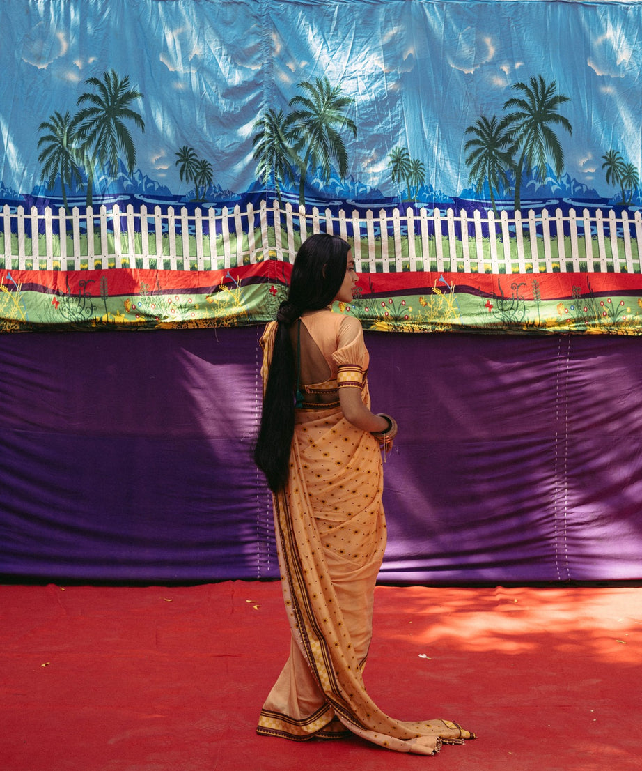 Peach Fuzz Printed Sari Set