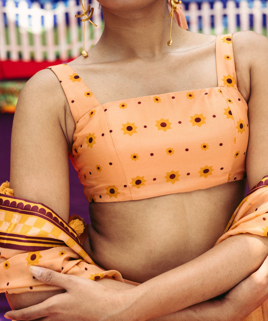 Peach Fuzz Printed Lehenga Set