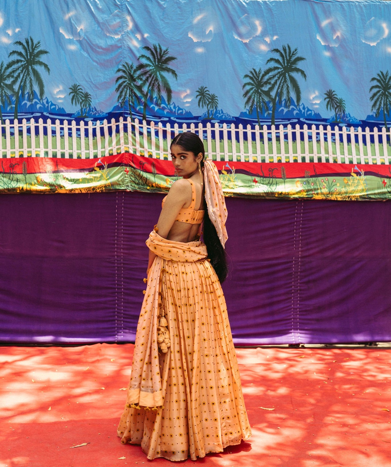 Peach Fuzz Printed Lehenga Set