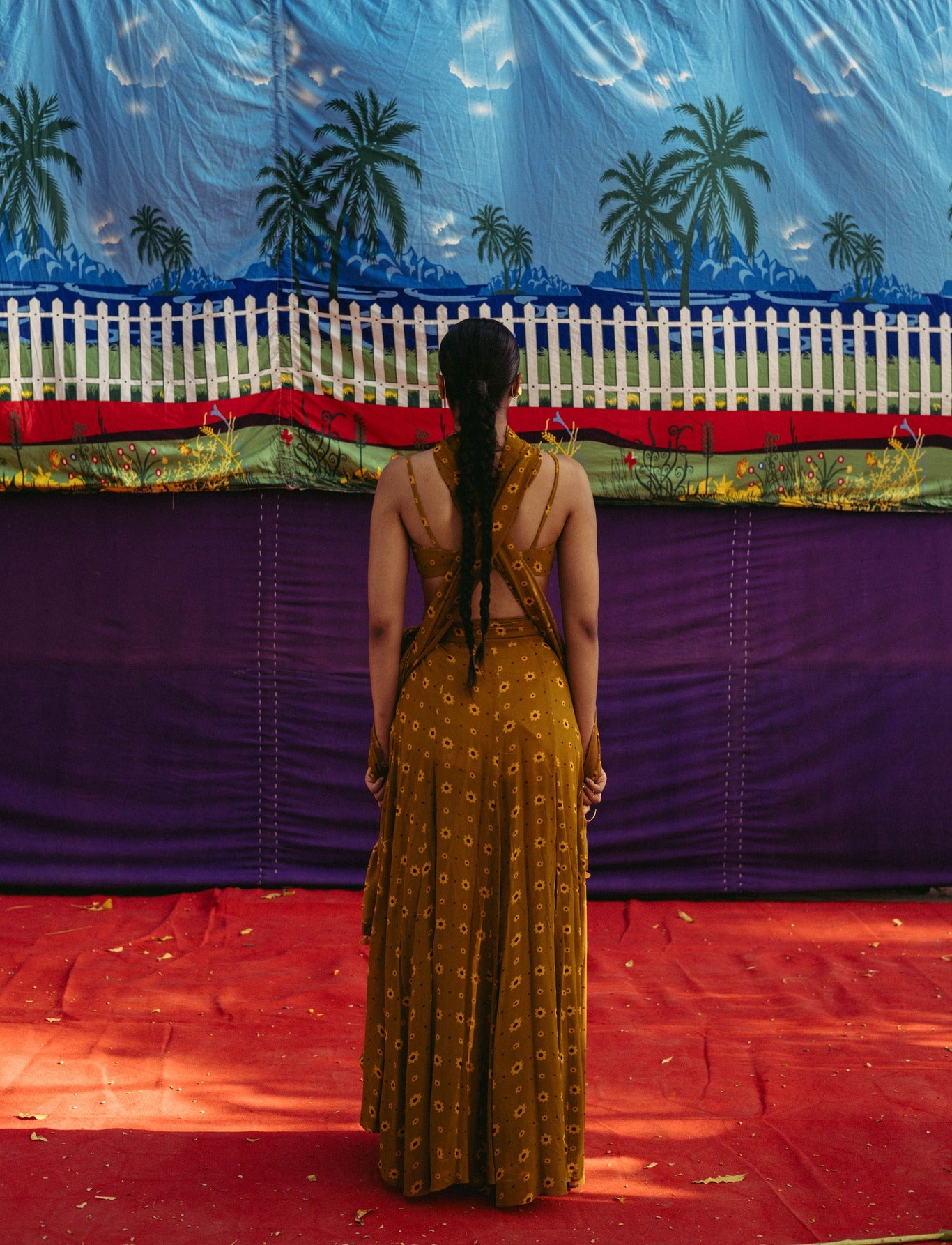 Mehendi Ochre Printed Wrap Skirt Set