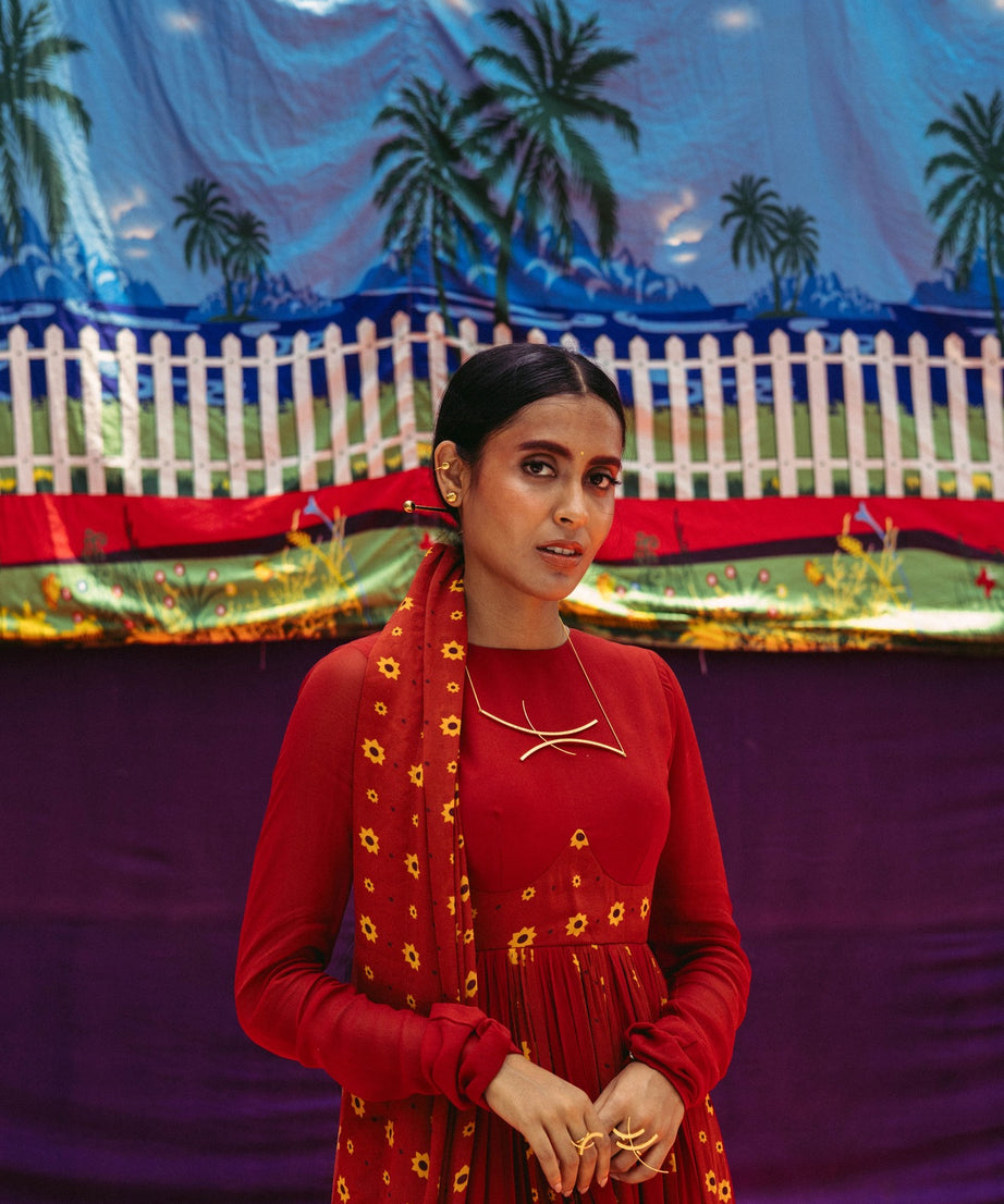 Cherry Red Anarkali Set