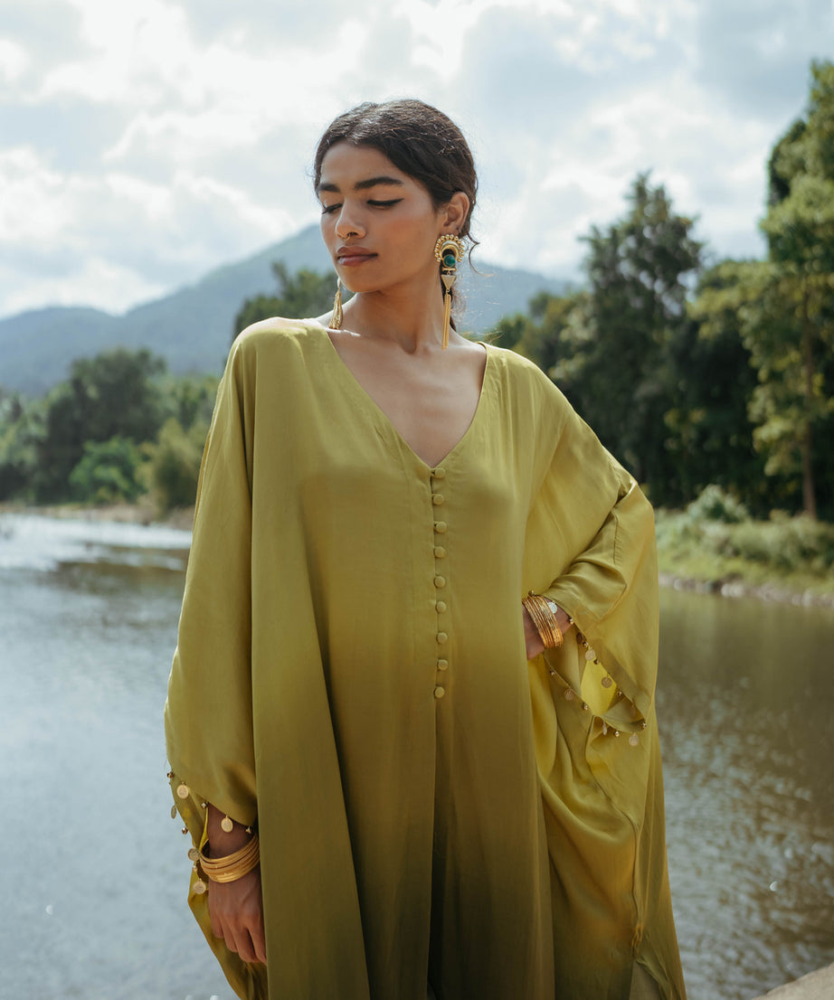 Green Shaded Oversized Kaftan Set