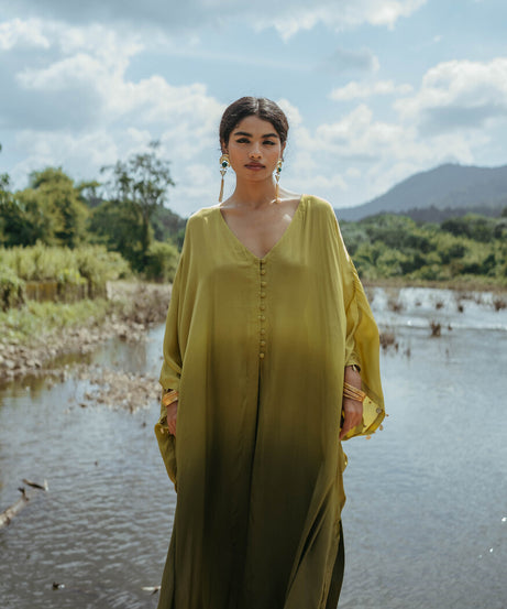 Green Shaded Oversized Kaftan Set