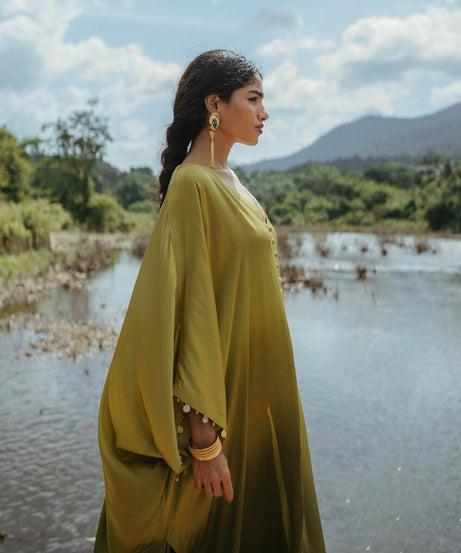 Green Shaded Oversized Kaftan Set