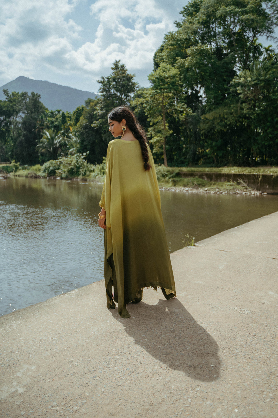 Green Shaded Oversized Kaftan Set