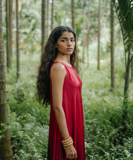 Red Shaded Tunic Set