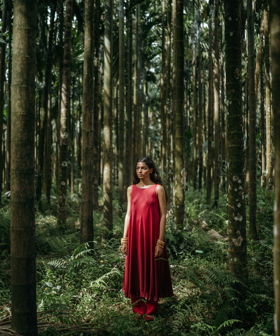 Red Shaded Tunic Set