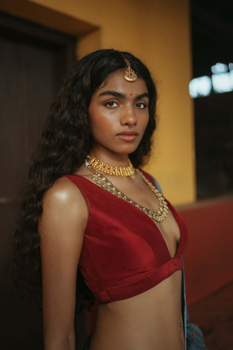 Red Blouse Sierra Silk Bandhani Sari Set