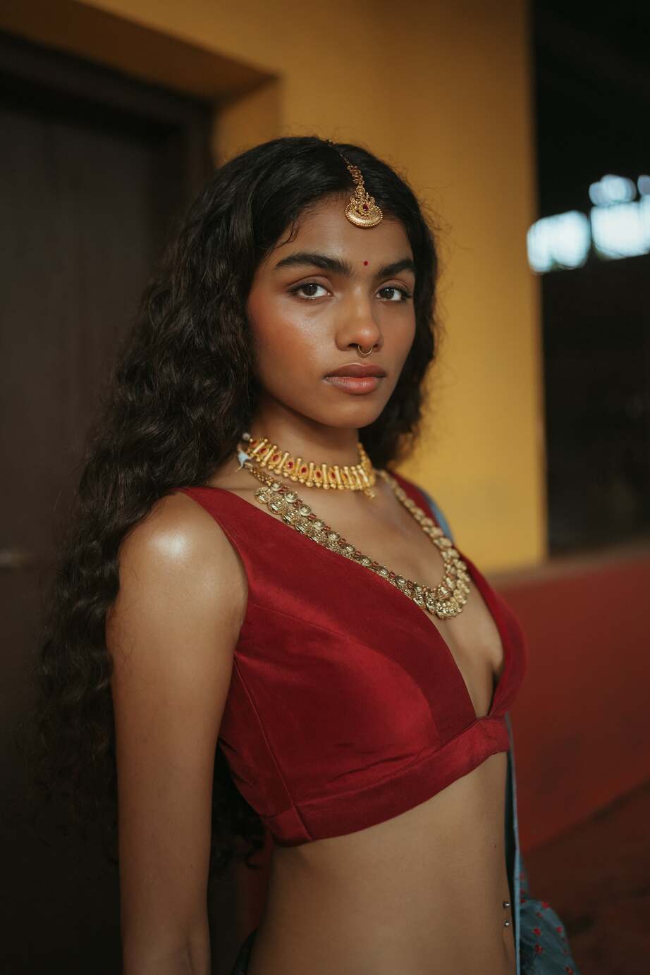 Red Blouse Sierra Silk Bandhani Sari Set