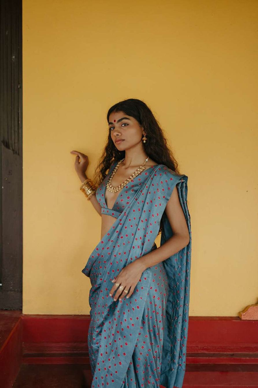 Sierra Silk Bandhani Sari Set