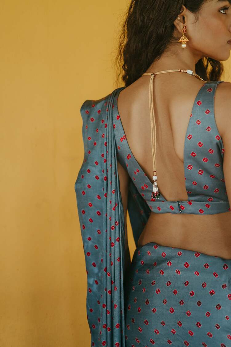 Sierra Silk Bandhani Sari Set