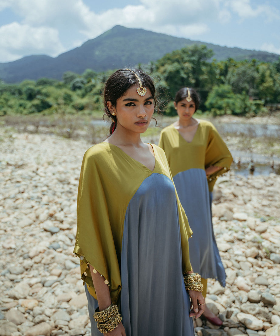 Colour Block Oversized Kaftan Set 2