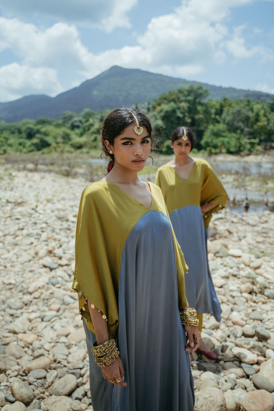 Colour Block Oversized Kaftan Set 2