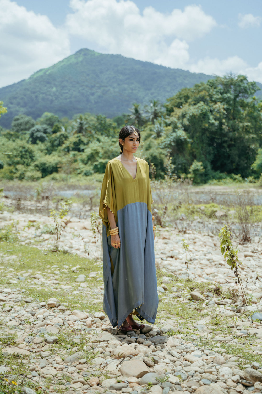 Colour Block Oversized Kaftan Set