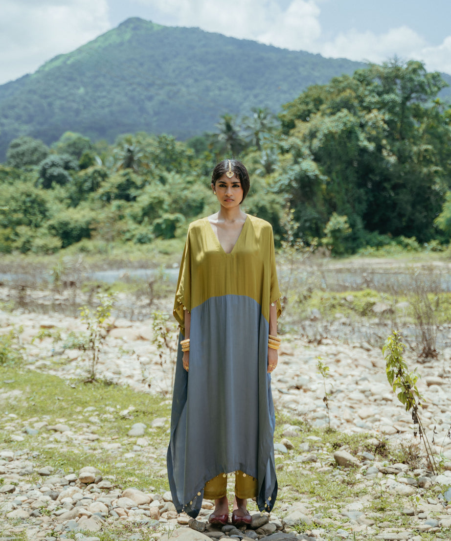 Colour Block Oversized Kaftan Set