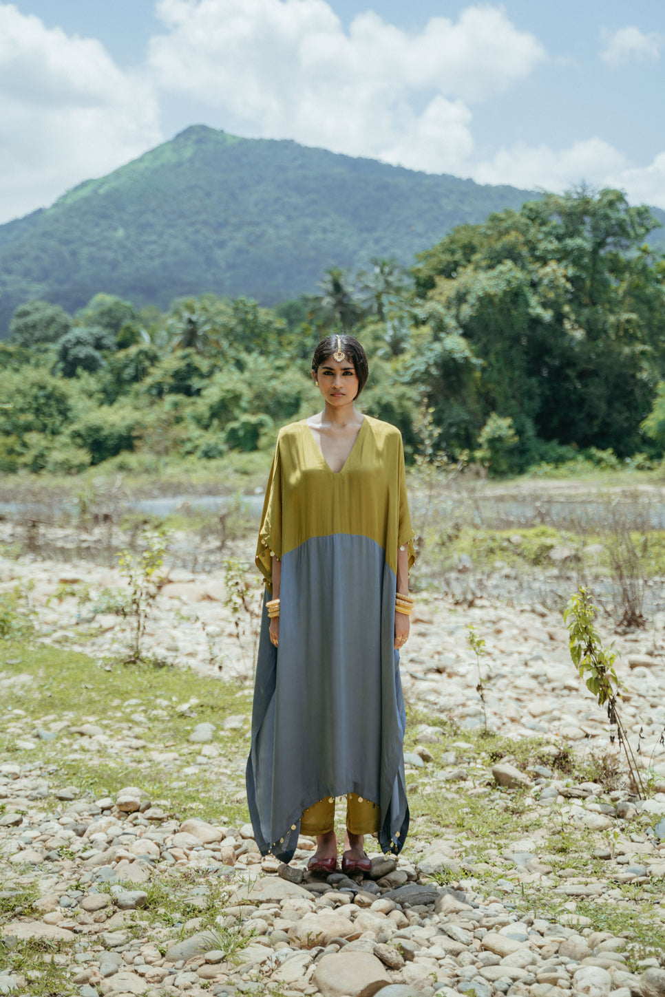 Colour Block Oversized Kaftan Set