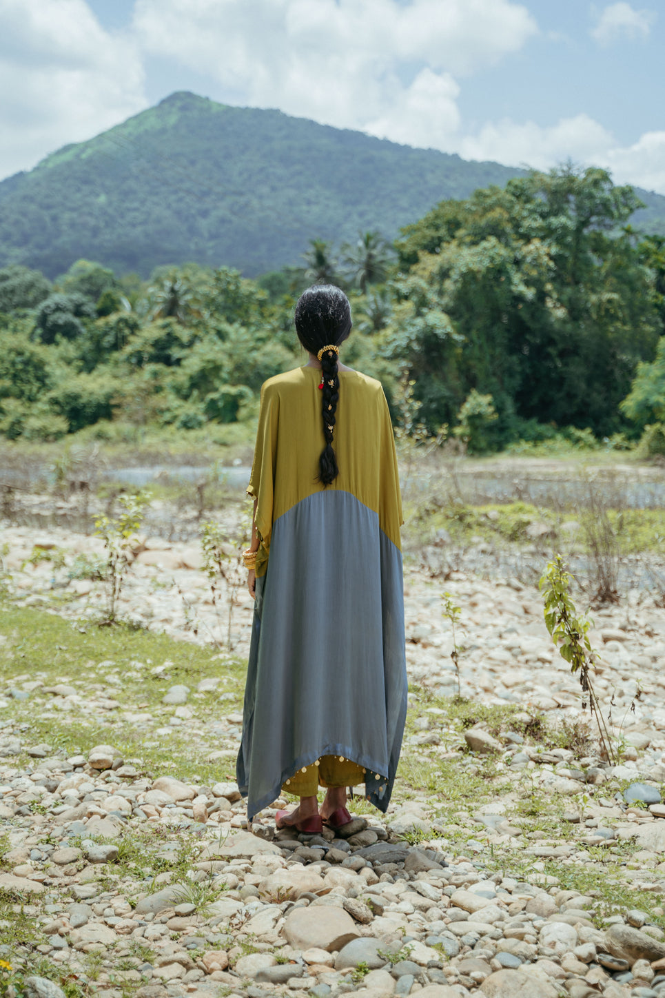 Colour Block Oversized Kaftan Set